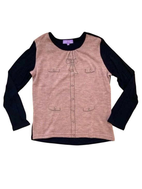 Luella Couture Other - 4/$25 Luella Couture Paris Knit Front Long Sleeve Sweater Girls Sz 12 Pink Black